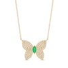 Thumbnail Image 0 of Marquise Emerald and White Topaz Butterfly Necklace in 10K Gold