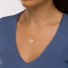 Thumbnail Image 2 of Marquise Emerald and White Topaz Butterfly Necklace in 10K Gold