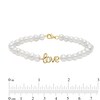 Thumbnail Image 4 of 5.0mm Freshwater Cultured Pearl Strand with Cursive "love" Bracelet in Sterling Silver with 14K Gold Plate-7.5"