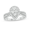 Thumbnail Image 1 of 1 CT. T.W. Pear-Shaped Multi-Diamond Frame Triple Row Tapered Shank Engagement Ring in 10K White Gold