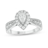 Thumbnail Image 1 of 1 CT. T.W. Pear-Shaped Diamond Frame Triple Row Tapered Shank Vintage-Style Engagement Ring in 10K White Gold