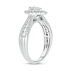 Thumbnail Image 2 of 1 CT. T.W. Pear-Shaped Diamond Frame Triple Row Tapered Shank Vintage-Style Engagement Ring in 10K White Gold