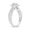 Thumbnail Image 2 of 1 CT. T.W. Pear-Shaped Diamond Double Frame Triple Row Tapered Shank Engagement Ring in 10K White Gold