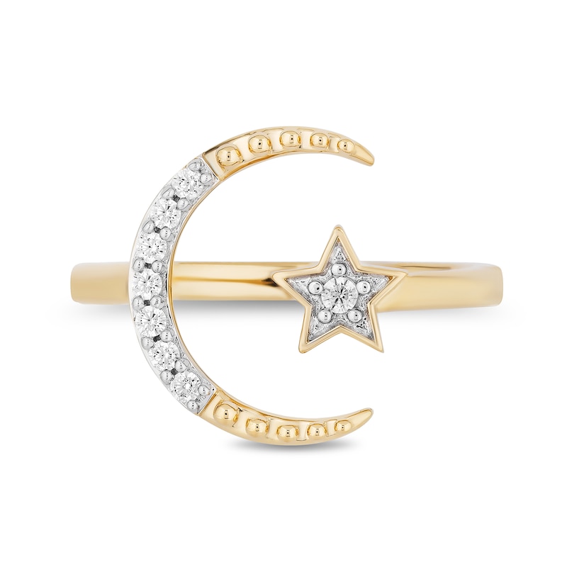 Main Image 4 of Enchanted Disney Jasmine 1/8 CT. T.W. Diamond Star and Moon Ring in 10K Gold