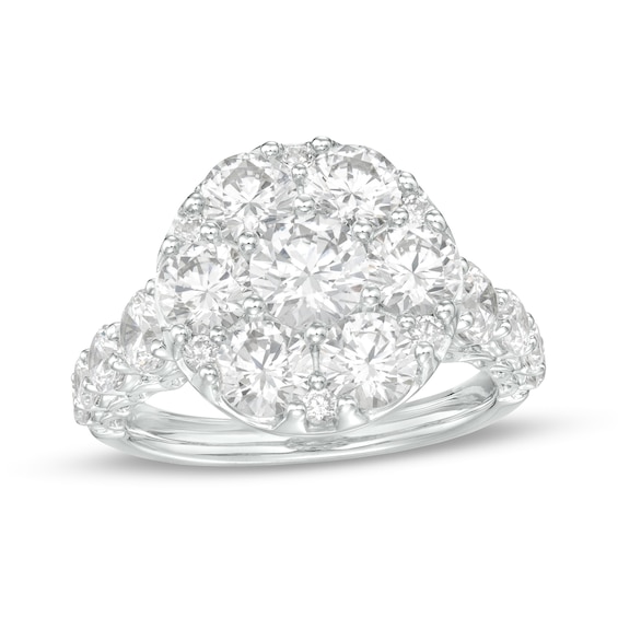 4 CT. T.w. Certified Lab-Grown Multi-Diamond Engagement Ring in 14K White Gold (F/Vs2)