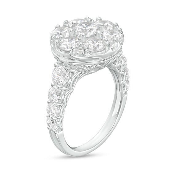 4 CT. T.w. Certified Lab-Grown Multi-Diamond Engagement Ring in 14K White Gold (F/Vs2)