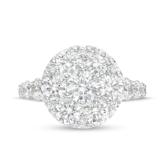 4 CT. T.w. Certified Lab-Grown Multi-Diamond Engagement Ring in 14K White Gold (F/Vs2)