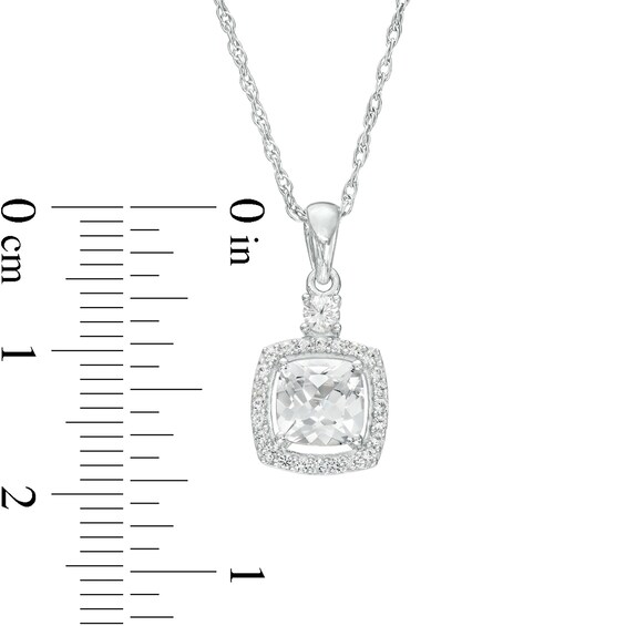 Cushion-Cut White Lab-Created Sapphire Frame Pendant, Earrings and Ring Set in Sterling Silver