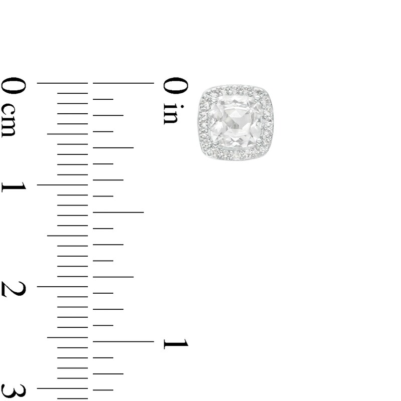 Main Image 5 of Cushion-Cut White Lab-Created Sapphire Frame Pendant, Earrings and Ring Set in Sterling Silver