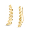 Graduated Rice Bead Curved Crawler Earrings in 10K Gold