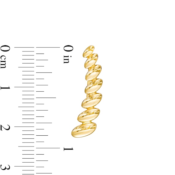 Graduated Rice Bead Curved Crawler Earrings in 10K Gold