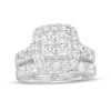 Thumbnail Image 1 of 3 CT. T.W. Quad Certified Princess-Cut Lab-Grown Diamond Cushion Frame Bridal Set in 14K White Gold (F/VS2)
