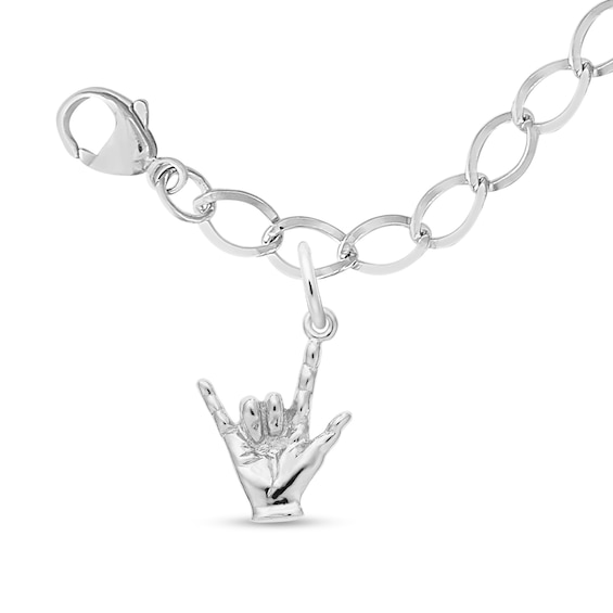 Rembrandt Charms® I Love You Hand Sign Bracelet in Sterling Silver