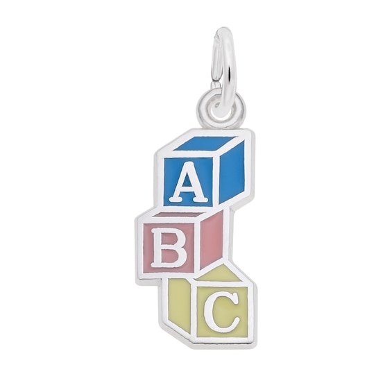 Rembrandt CharmsÂ® Enamel "Abc" Blocks in Sterling Silver