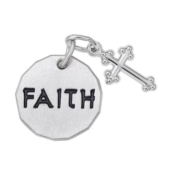 Rembrandt CharmsÂ® "Faith" Tag and Cross in Sterling Silver