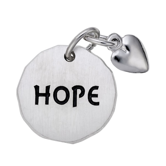 Rembrandt CharmsÂ® "Hope" Tag and Heart in Sterling Silver