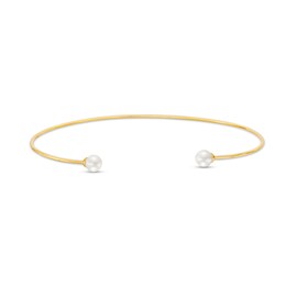 10.0mm Cultured Freshwater Pearl Open Choker Necklace in Sterling Silver with 18K Gold Plate - 16.0&quot;