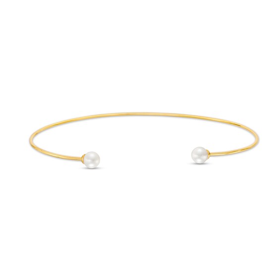 10.0mm Freshwater Cultured Pearl Open Choker Necklace in Sterling Silver with 18K Gold Plate-16.0"