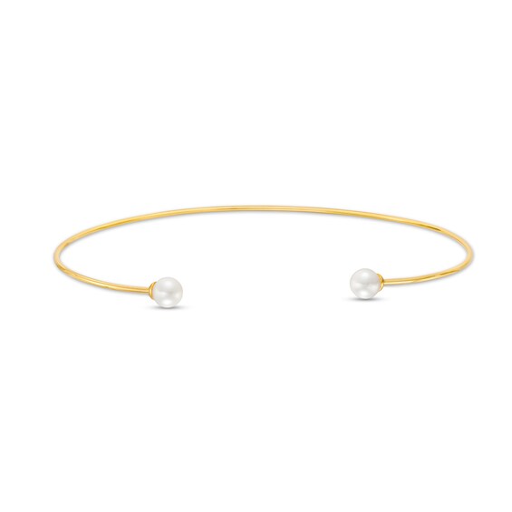 10.0mm Cultured Freshwater Pearl Open Choker Necklace in Sterling Silver with 18K Gold Plate - 16.0"