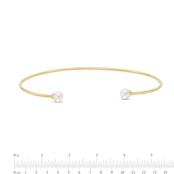 10.0mm Freshwater Cultured Pearl Open Choker Necklace in Sterling Silver with 18K Gold Plate-16.0"