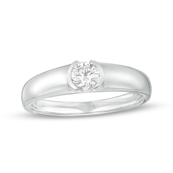 1/2 CT. Certified Lab-Grown Diamond Solitaire Wedding Band in 14K White Gold (F/Vs2)