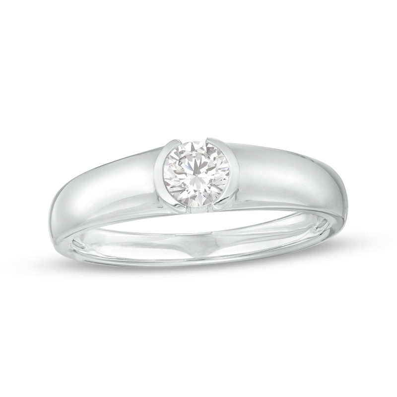 Main Image 1 of 1/2 CT. Certified Lab-Grown Diamond Solitaire Wedding Band in 14K White Gold (F/VS2)