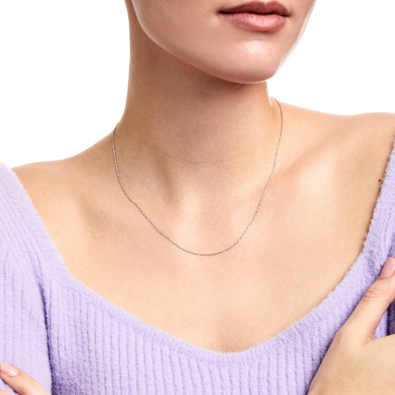 Main Image 2 of 1.0mm Singapore Chain Necklace in Solid 14K White Gold - 18"