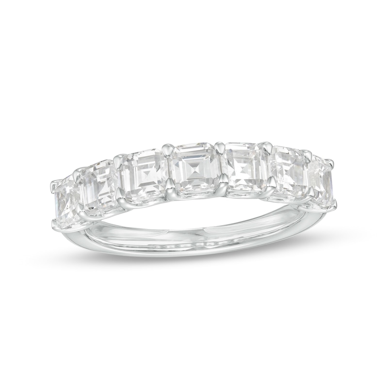 Main Image 1 of 2-1/2 CT. T.W. Certified Emerald-Cut Lab-Grown Diamond Seven Stone Anniversary Band in 14K White Gold (F/VS2)