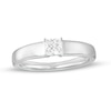 Thumbnail Image 1 of 1/2 CT. Certified Square-Cut Lab-Grown Diamond Solitaire Wedding Band in 14K White Gold (F/VS2)
