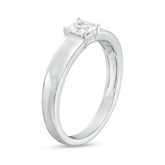1/2 CT. Certified Square-Cut Lab-Grown Diamond Solitaire Wedding Band in 14K White Gold (F/Vs2)