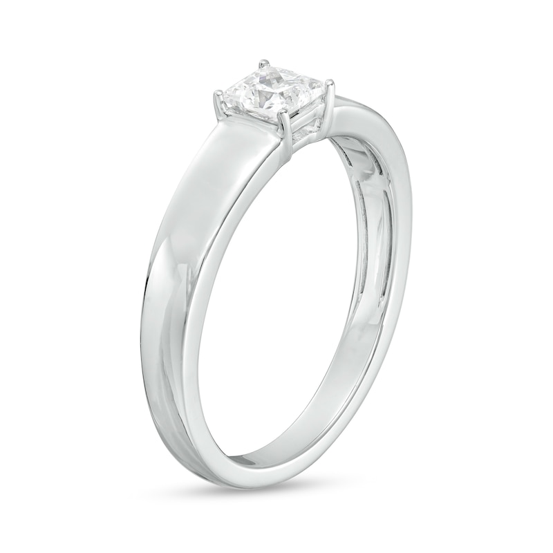 Main Image 2 of 1/2 CT. Certified Square-Cut Lab-Grown Diamond Solitaire Wedding Band in 14K White Gold (F/VS2)