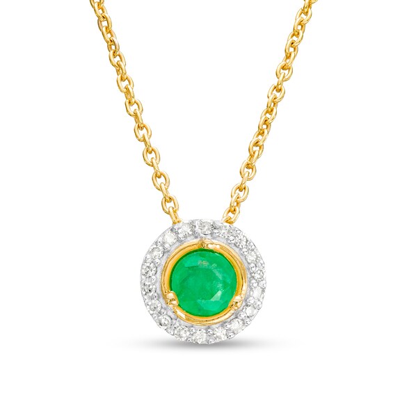 Emerald and Diamond Accent Frame Pendant in 10K Gold