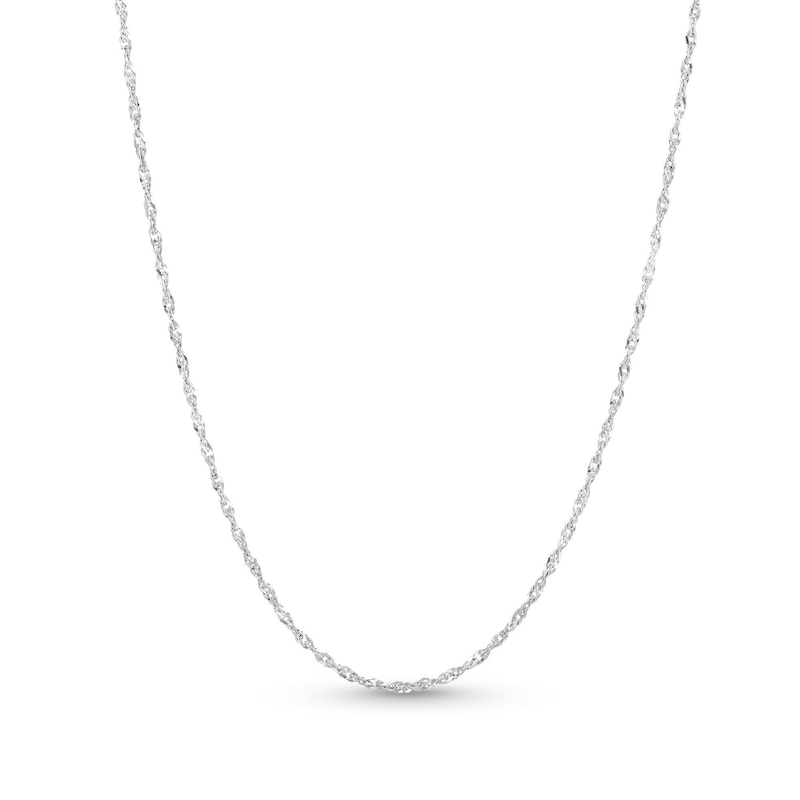 1.25mm Singapore Chain Necklace in Solid 14K White Gold - 18"