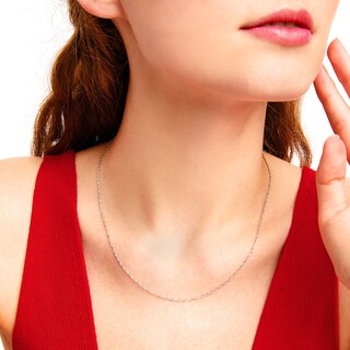 Main Image 2 of 1.25mm Singapore Chain Necklace in Solid 14K White Gold - 18"