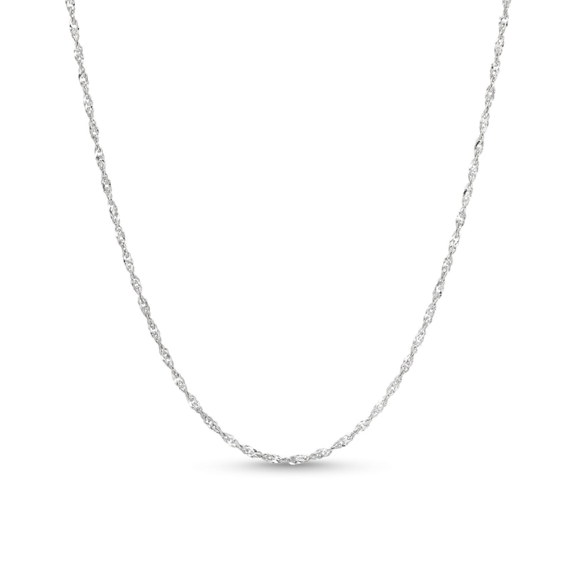 1.25mm Singapore Chain Necklace in Solid 14K White Gold - 20"
