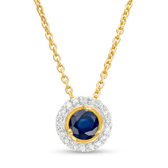 Blue Sapphire and Diamond Accent Frame Pendant in 10K Gold