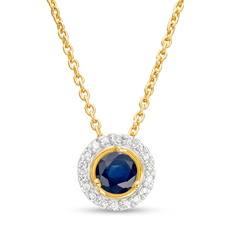 Main Image 1 of Blue Sapphire and Diamond Accent Frame Pendant in 10K Gold