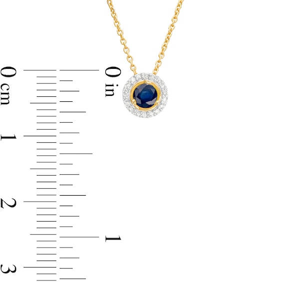 Blue Sapphire and Diamond Accent Frame Pendant in 10K Gold