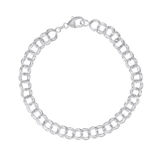 Rembrandt Charms® Polished Double Row Link Chain Bracelet in Sterling ...