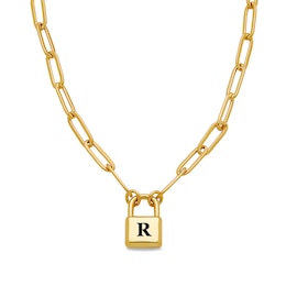 Engravable Initial Lock Necklace (1 Initial) - 19"