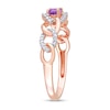 Thumbnail Image 3 of Sideways Oval Amethyst and 1/8 CT. T.W. Diamond Chain Link Ring in 10K Rose Gold