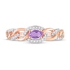 Thumbnail Image 4 of Sideways Oval Amethyst and 1/8 CT. T.W. Diamond Chain Link Ring in 10K Rose Gold