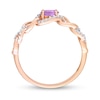 Thumbnail Image 5 of Sideways Oval Amethyst and 1/8 CT. T.W. Diamond Chain Link Ring in 10K Rose Gold