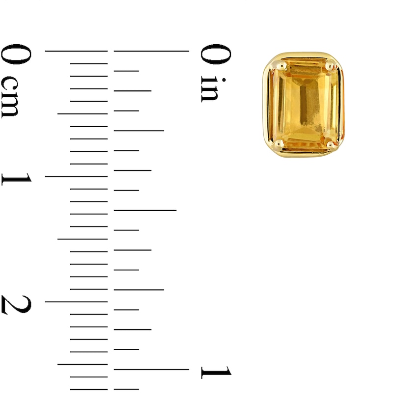 Main Image 4 of Emerald-Cut Citrine Outline Frame Stud Earrings in 14K Gold