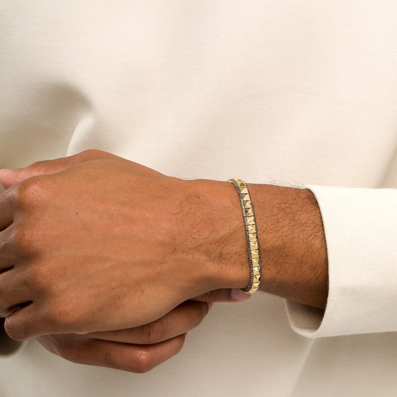 Main Image 2 of 1-1/2 CT. T.W. Black Diamond Double Row Spiked Line Bracelet in 10K Gold – 8.5"