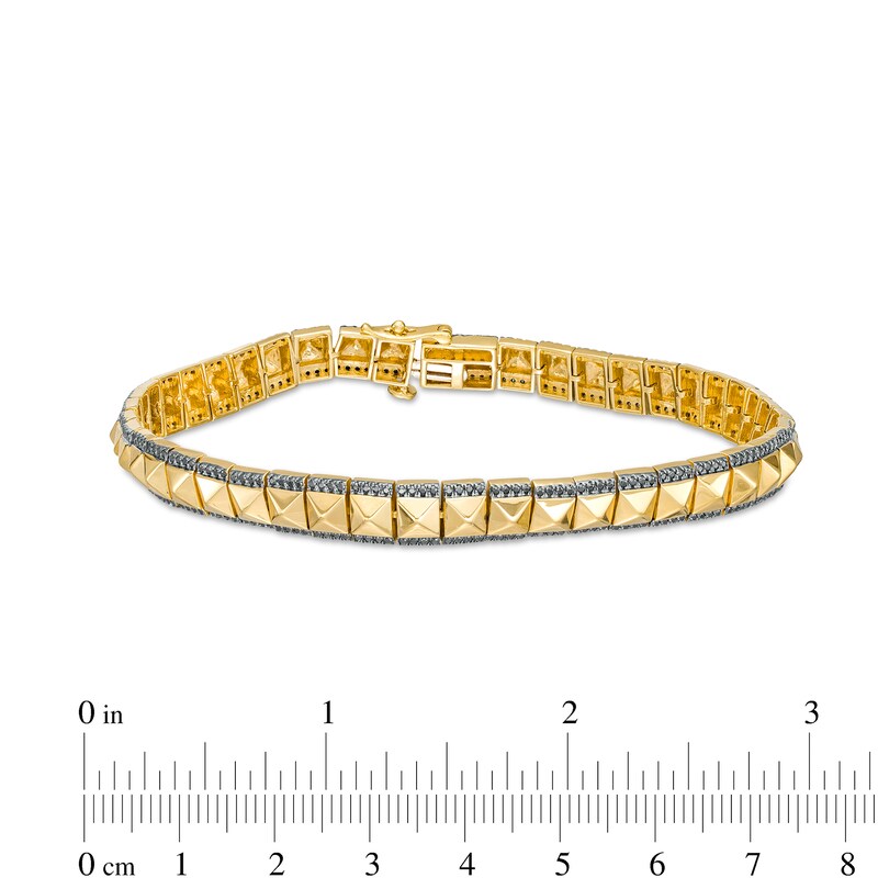 Main Image 4 of 1-1/2 CT. T.W. Black Diamond Double Row Spiked Line Bracelet in 10K Gold – 8.5"