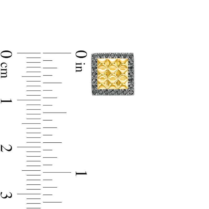 Main Image 3 of 1/4 CT. T.W. Black Diamond Square-Shaped Frame Spiked Stud Earrings in 10K Gold