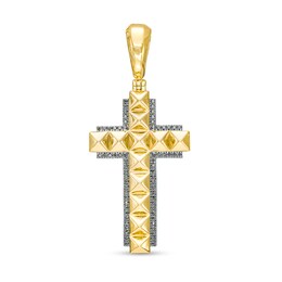Men's 1/4 CT. T.W. Black Diamond Spiked Cross Necklace Charm in 10K Gold