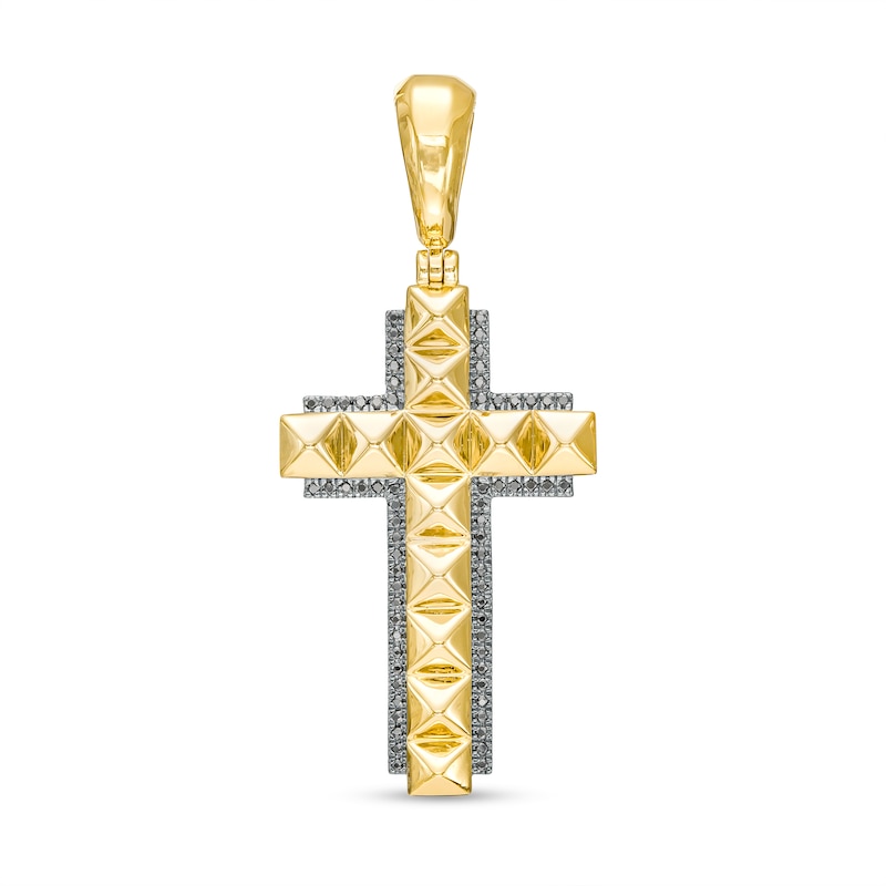 Main Image 1 of 1/4 CT. T.W. Black Diamond Spiked Cross Necklace Charm in 10K Gold