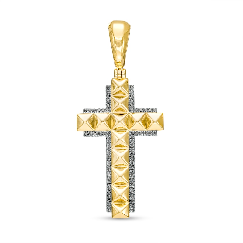 Men's 1/4 CT. T.W. Black Diamond Spiked Cross Necklace Charm in 10K ...